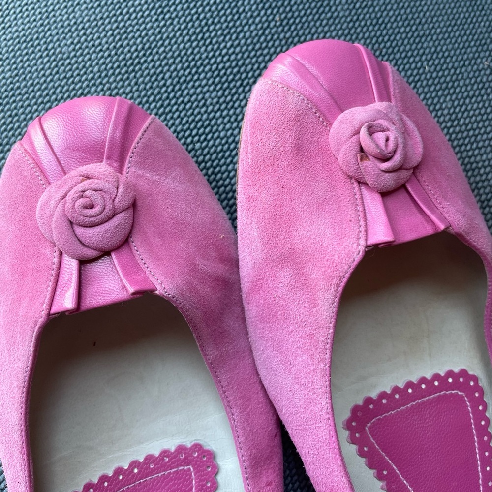 Delman Leather/Suede Pink Ballet Flats Size 10